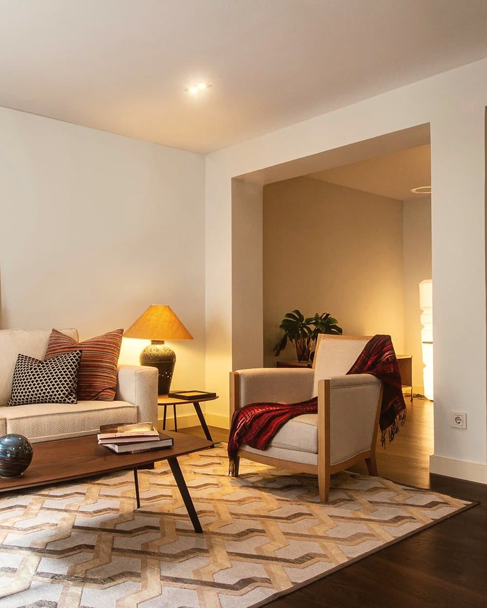 Warm living room of a South Delhi independent house
